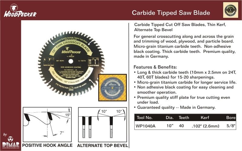 DIMAR WP1040A 10" x 40CT TK SAW BLADE