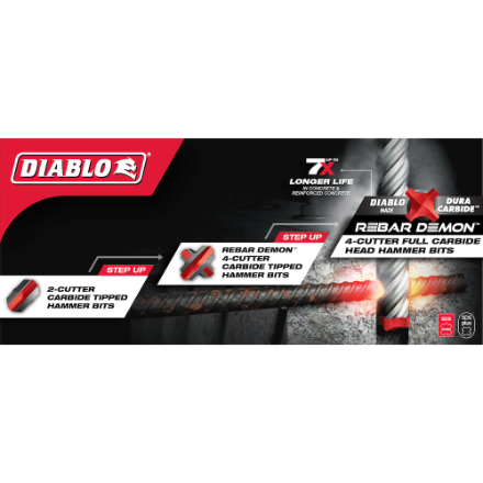 Rebar Demon 1-1/4" × 16" × 21" SDS-Max 4-Cutter Hammer Drill Bit