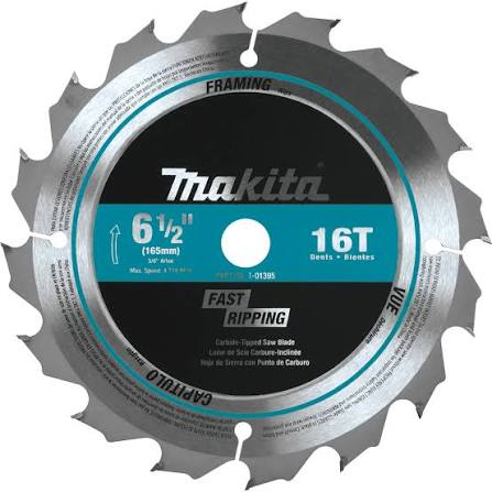 6 & 1/2 (16 tooth) Framing/Fast Ripping Saw Blade