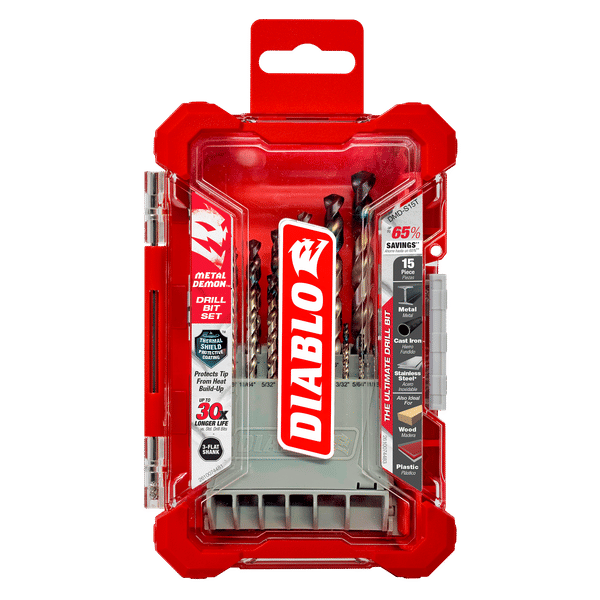 Metal Demon Drill Bits Set for Mild, Hardened and Stainless Steels, 15pcs