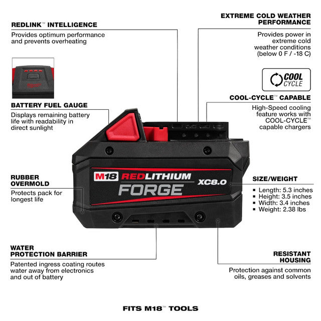 Milwaukee M18™ REDLITHIUM™ Forge™ XC 8.0Ah Starter Kit