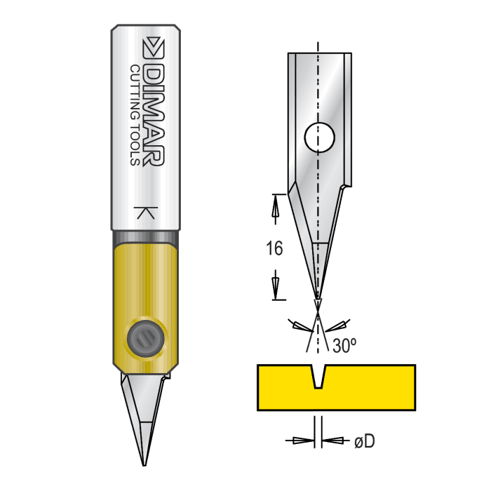 DIMAR 3185011 "v" GROOVE 30.DEG 2.25MM