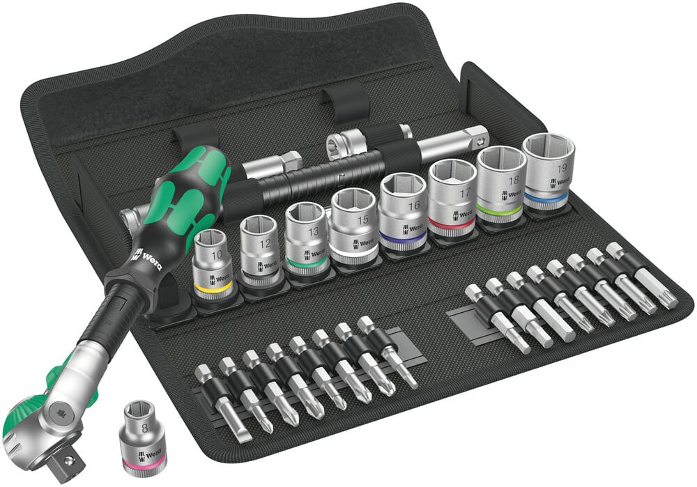 WERA 05004046001 8100 SB 6 Zyklop Speed Ratchet Set, 3/8" drive, metric, 29 pieces
