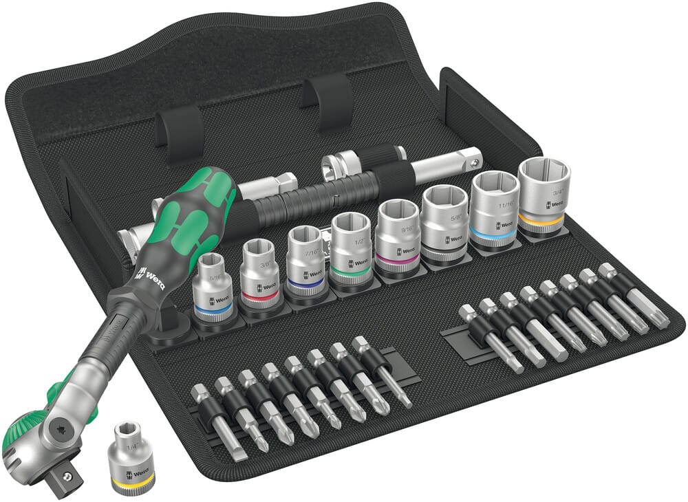 WERA 05004049001 8100 SB 9 Zyklop Speed Ratchet Set, 3/8" drive, imperial, 29 pieces