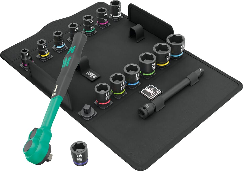 WERA 05005530001 8100 SB 12 Zyklop Comfort Ratchet set, reversing lever, 3/8" drive, metric, 16  pieces