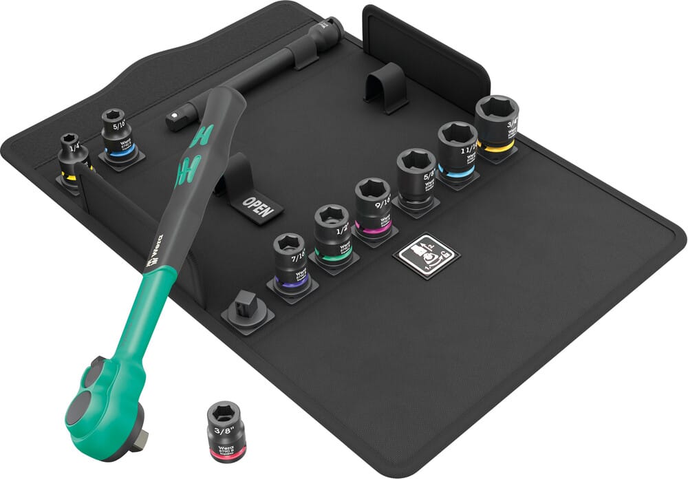 WERA 05005531001 8100 SB 13 Zyklop Comfort Ratchet set, reversing lever, 3/8" drive, imperial, 11  pieces