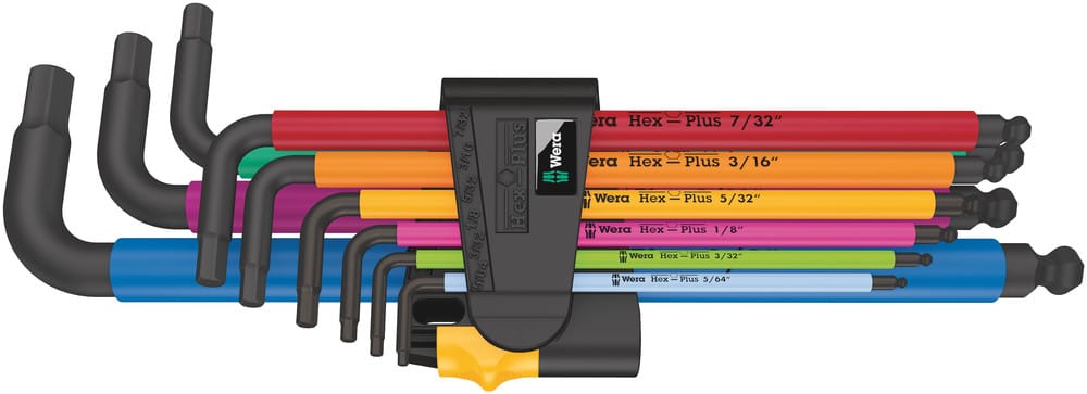 WERA 05022640001 950/9 Hex-Plus Multicolour Imperial 2 L-key set, imperial, BlackLaser, 9 pieces