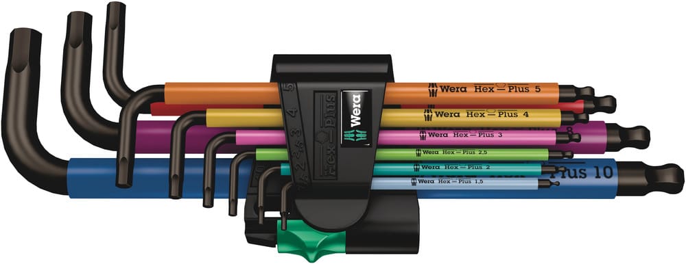 WERA 05073593001 950/9 Hex-Plus Multicolour 1 SB L-key set, metric, BlackLaser, 9 pieces