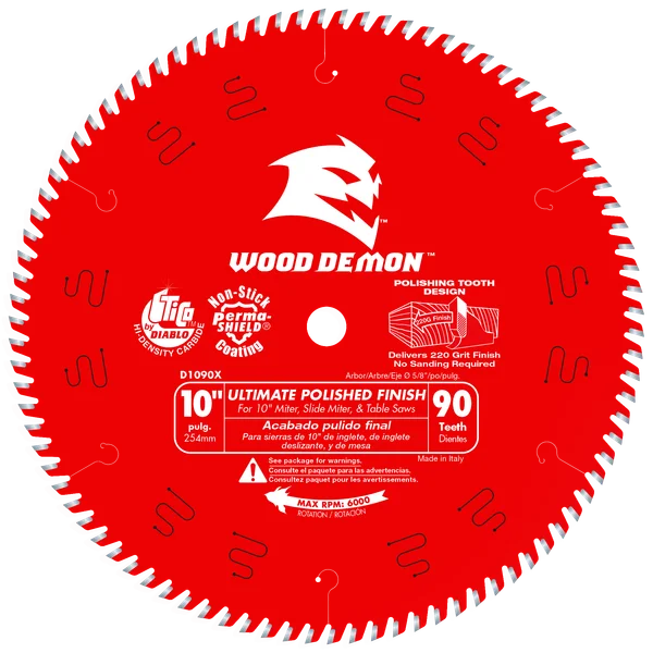 DIABLO D1090X 10" X 90CT FLAWLESS FINISH BLADE