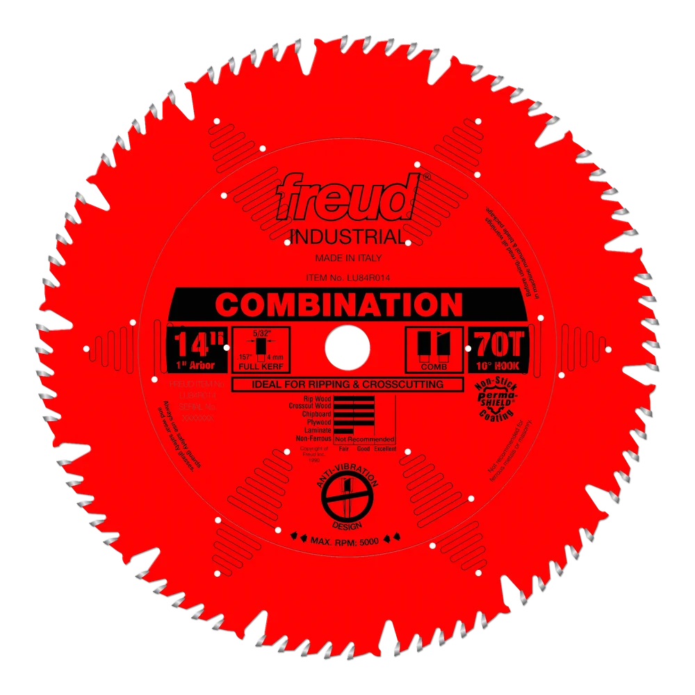 FREUD LU84R014 14" x 70 T x 1" BORE  RED COMBINATION BLADE