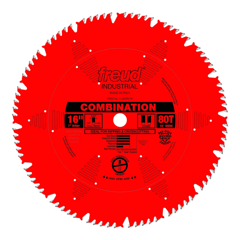 FREUD LU84R016 16" x 80 T  1" BORE SAW BLADE