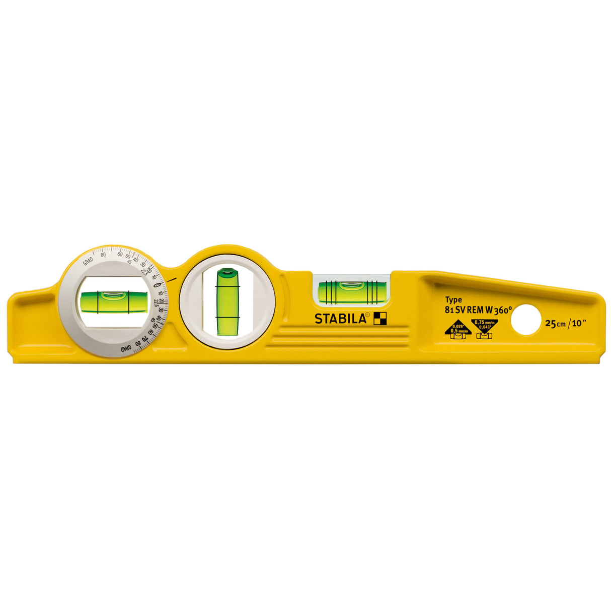 STABILA 25360 Type 81SMW360 Die Cast Torpedo Level with Protractor Vial