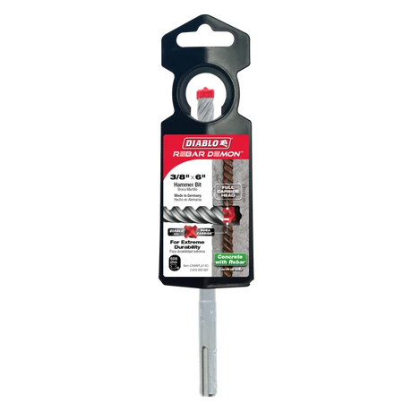 Diablo Rebar Demon™ 3/8" x 4" x 6" SDS-Plus 4-Cutter Full Carbide Head Hammer Drill Bit