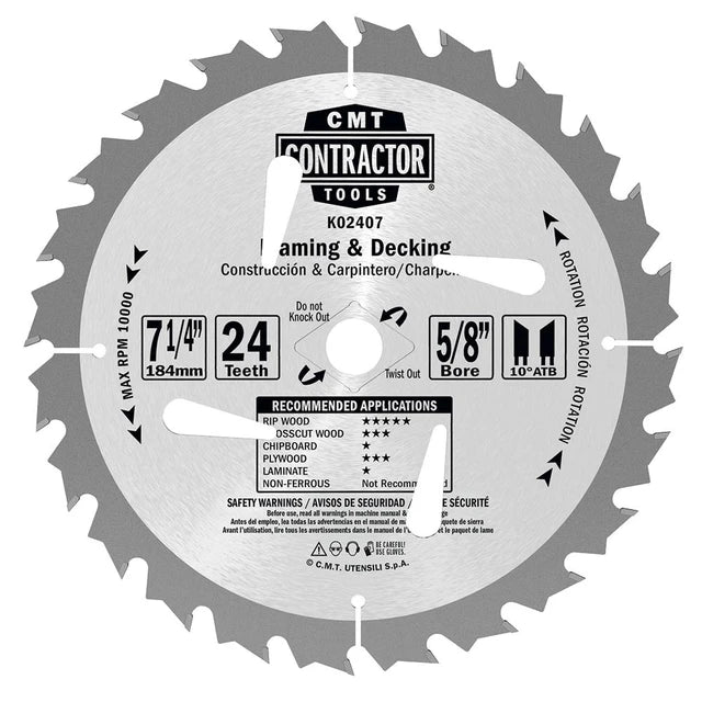 CONTRACTOR FRAMING BLADE 7-1/4" X 24T 10 PACK