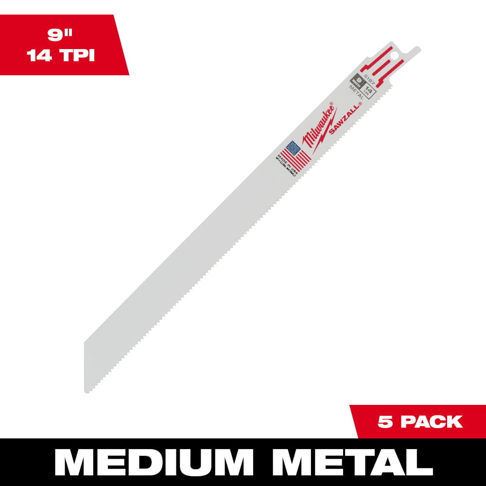 MILWAUKEE 48-00-5187 9" 14 TPI SAWZALL® Blades (5 Pk)