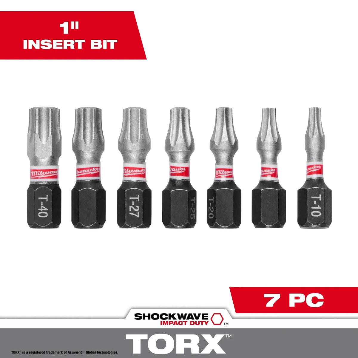 7PC SHOCKWAVE Impact Duty TORX 1” Insert Bit Set