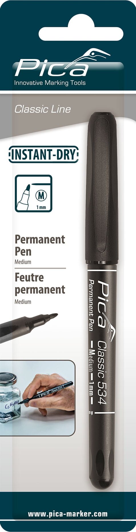 Pica 534/46 Permanent-Marker 'M' Black, Round tip, 1,0mm
