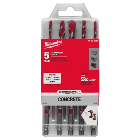 5PC SHOCKWAVE™ Impact Duty Carbide Hammer Drill Bit Set