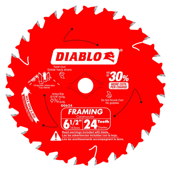 DIABLO D0624A 6-1/2" X 24CT FRAMING BLADE