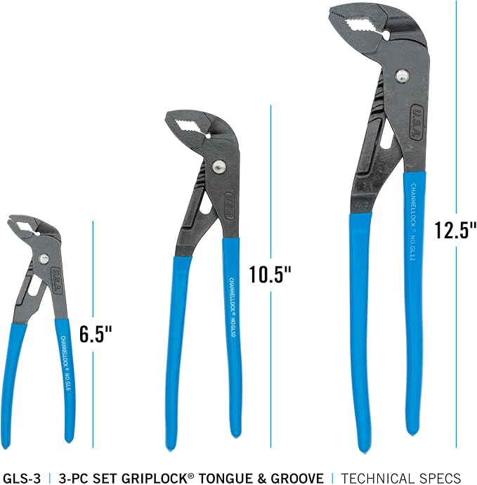 3 pc GripLock Plier Set