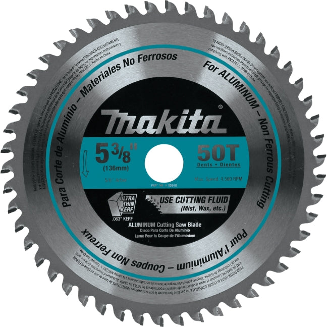 5‑3/8" 50T Carbide‑Tipped Saw Blade, Aluminum