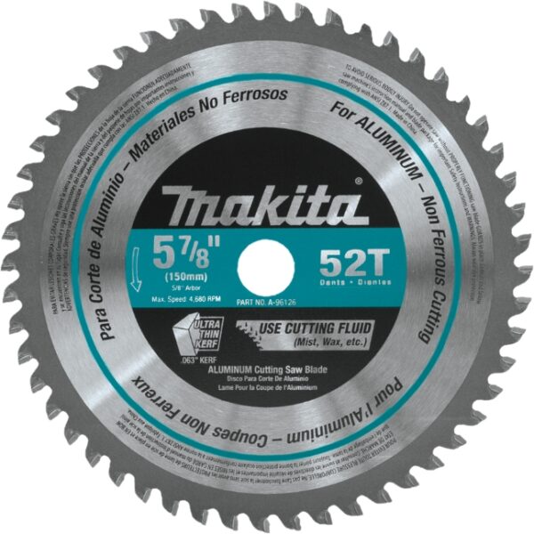 5‑7/8" 52T Carbide‑Tipped Saw Blade, Aluminum