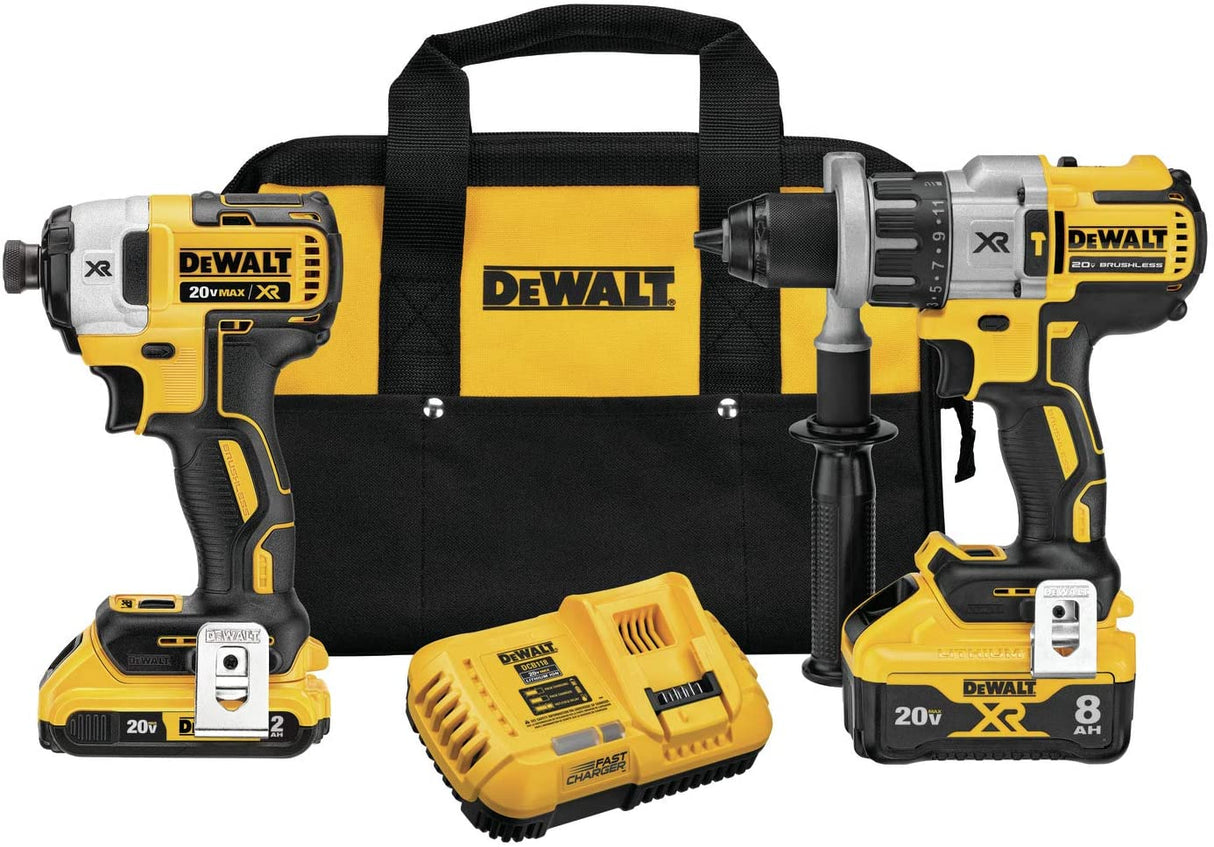 DEWALT-DCK299D1W1-20V MAX* XR® HAMMER DRILL/DRIVER WITH POWER DETECT™ TOOL TECHNOLOGY & IMPACT DRIVER KIT