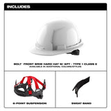 Milwaukee BOLT Front Brim Hard Hat w/6pt Ratcheting Suspension (USA) - Type 1, Class E