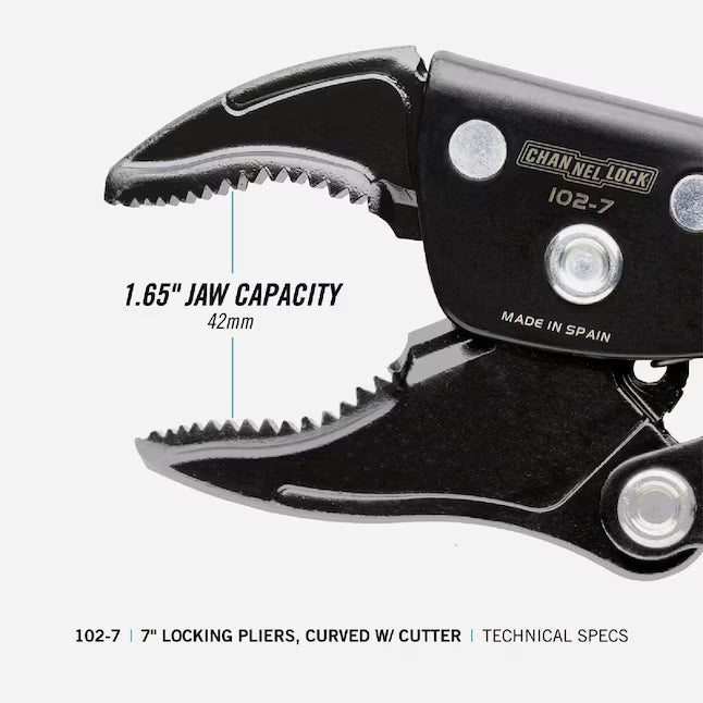 7" Locking Pliers, Curved Jaw