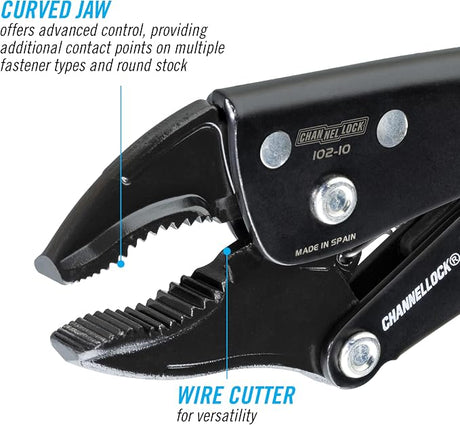 10" Locking Pliers, Curved Jaw
