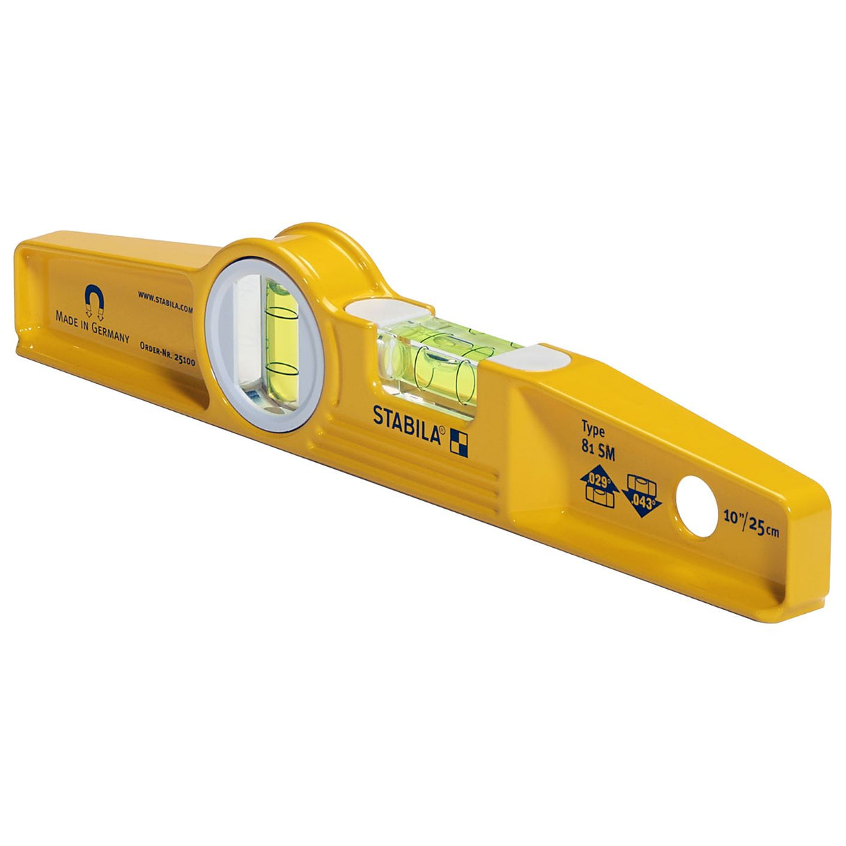 STABILA 25100 10" Type 81SM Die Cast Magnetic Torpedo Level