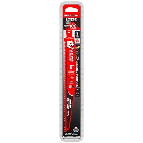 9" 6/9TPI AMPED™ Demo Demon™ Carbide Teeth Reciprocating Saw Blades for General Purpose Cuts (3-pk)