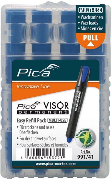 Pica 991/41 VISOR permanent refills, blue, 4 pc/box