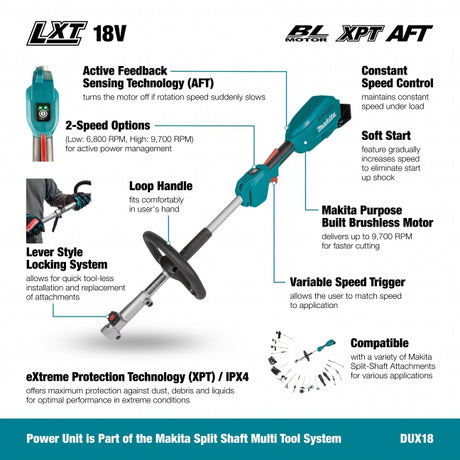 Makita DUX18Z 18V LXT Split Shaft Power Unit (Tool Only)