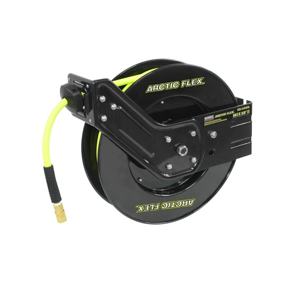 KING CANADA K-5038FRL 3/8" X 50' RETRACTABLE AIR HOSE REEL WITH HYBRID POLYMER AIR HOSE