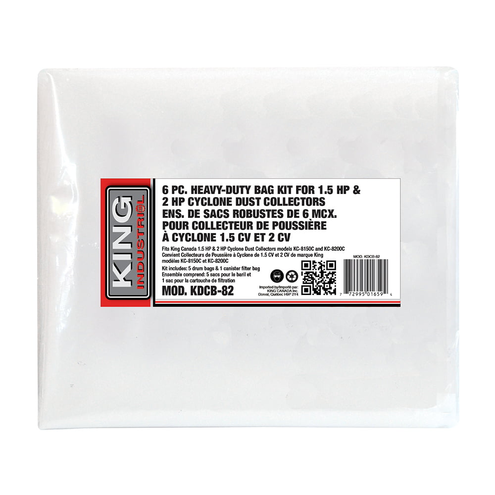 KING CANADA KDCB-82 6 PC. BAG KIT FOR 1.5 & 2 HP CYCLONE DUST COLLECTOR
