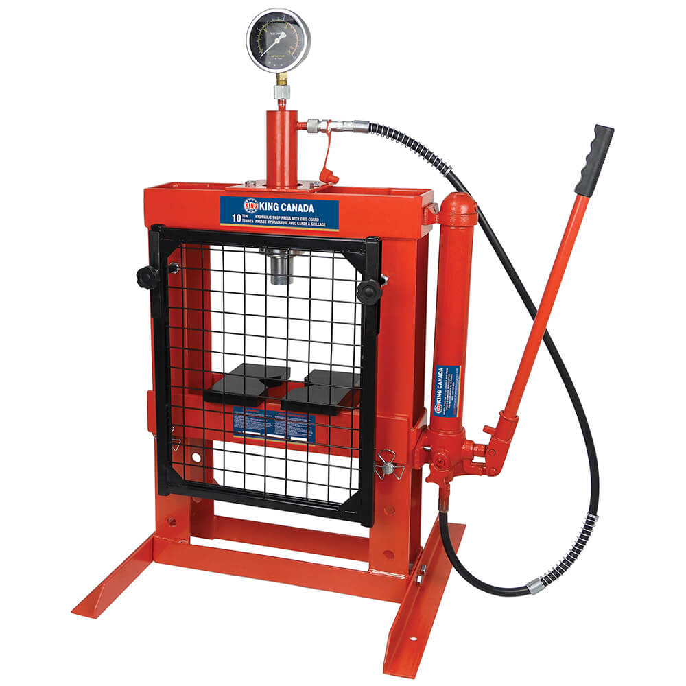 KING CANADA KHP-10T-GGN  10 TON HYDRAULIC SHOP PRESS WITH GRID GUARD