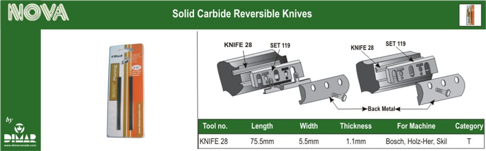 DIMAR KNIFE 28 CARBIDE KNIFE 75.5 - 5.5