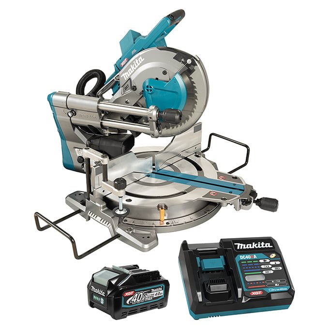 MAKITA LS004GM102 40V max XGT Brushless Cordless 10" Dual Compound Sliding Mitre Saw w/ AWS (4.0Ah Kit)
