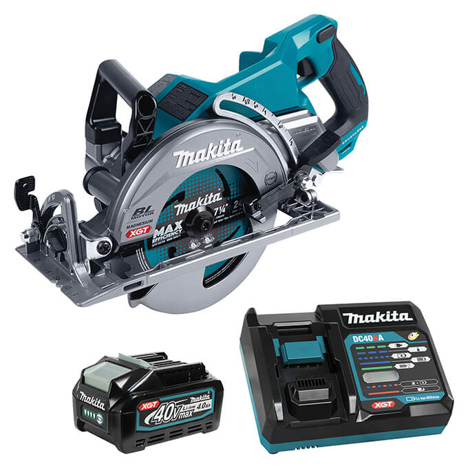 MAKITA RS001GM101 40V max XGT Brushless Cordless 7-1/4" Rear-Handle Circular Saw w/ ADT & XPT (4.0Ah Kit)