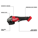 M18 FUEL 4-1/2"-6" Braking Grinder, Paddle Switch