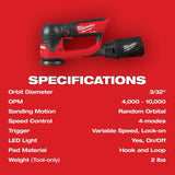 M12 FUEL™ 3" Random Orbital Detail Sander