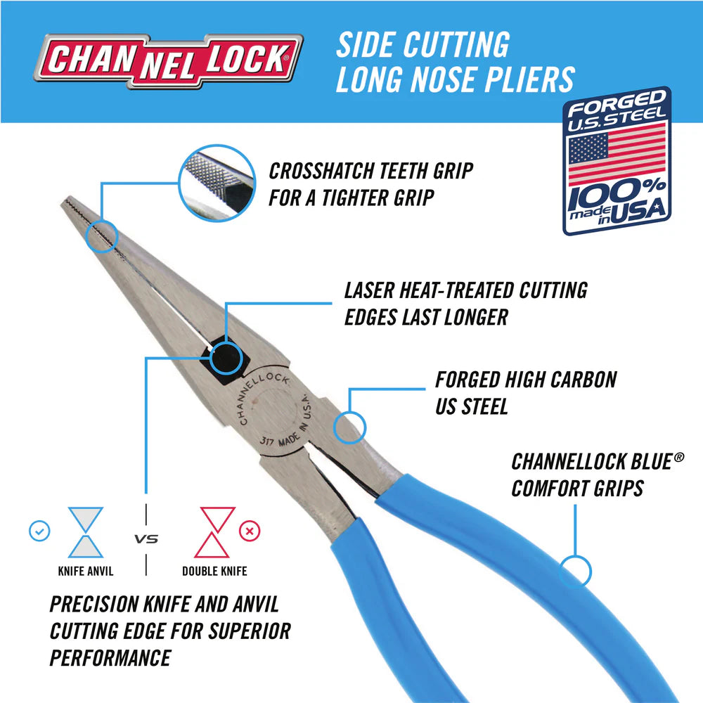 8" LONG NOSE-SIDE CUTTER