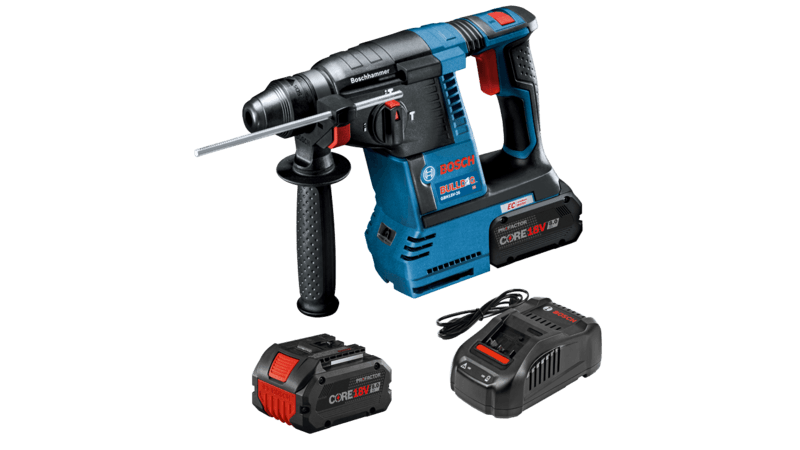 BOSCH GBH18V-26K24A SDS-plus® Bulldog™ 1 In. Rotary Hammer Kit with (2) CORE18V 8.0 Ah PROFACTOR Performance Batteries