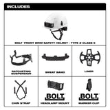 Milwaukee Hard Hat BOLT™ Front Brim Safety Helmet (USA) - Type 2, Class E