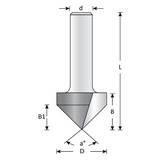 "V" GROOVE BIT - 1" Dia, Carbide Tipped, V-Groove Bit, 90°, 2 Flute, 1/4" Shank, 1 3/4" Length