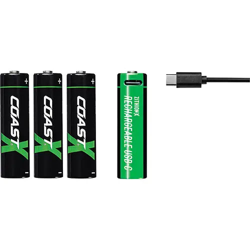 Coast AAA Zithion-X Rechargeable USB-C Ported Battery GB (4 Pack)